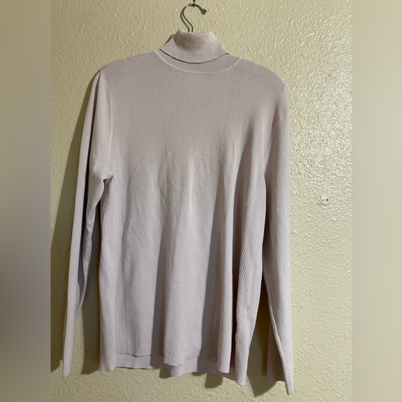 Chico's Darcy Turtlenecks Sweater Ls Basic Cathedral heather Pink Silk - Picture 3 of 12